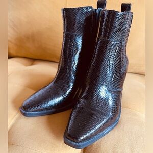 Mix No. 6 Black Textured Ankle Boots